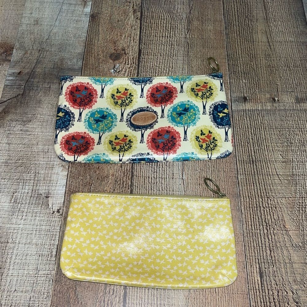 Fossil coated canvas pouch set